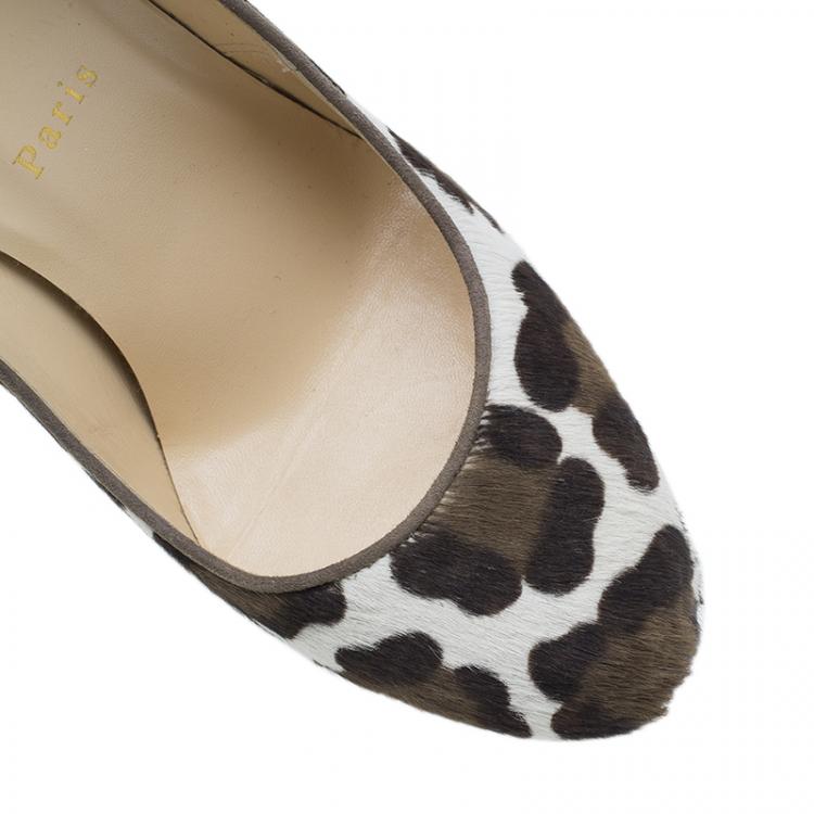 Pre Owned Christian Louboutin Pony Hair Bibi Platform Pumps Size 39
