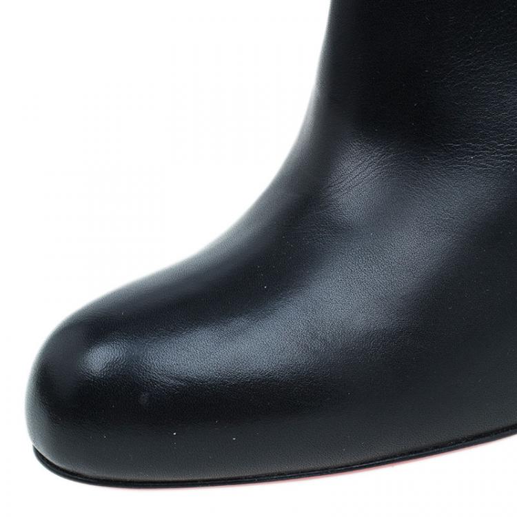Pre Owned Christian Louboutin Black Leather Fifi Botta Knee Boots Size 40.5