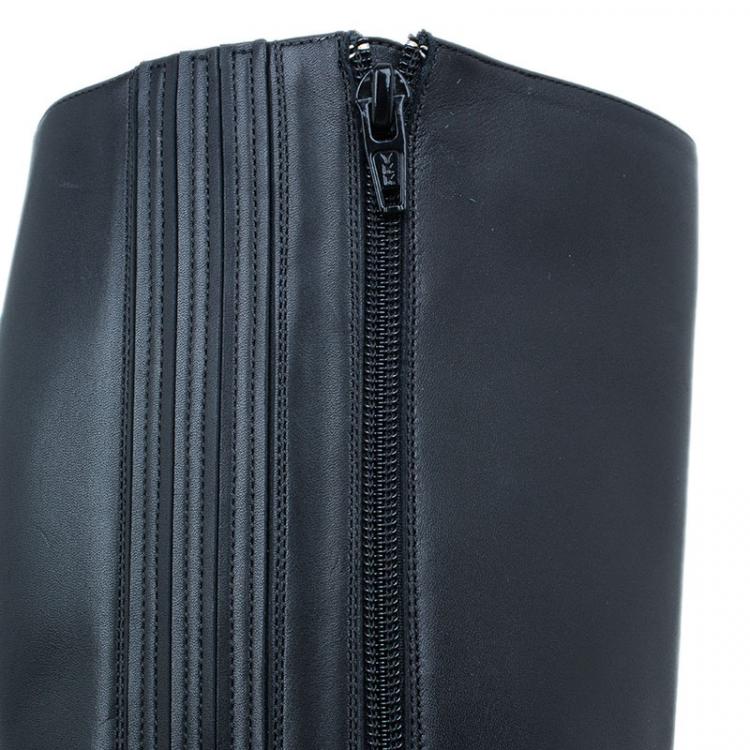 Pre Owned Christian Louboutin Black Leather Fifi Botta Knee Boots Size 40.5