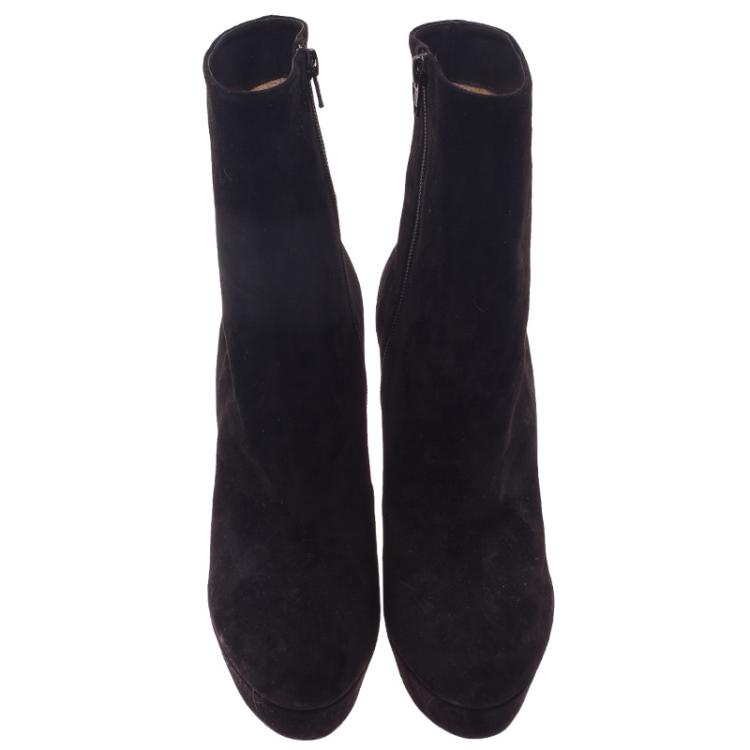 Pre Owned Christian Louboutin Black Suede Taclou Ankle Boots Size 38.5
