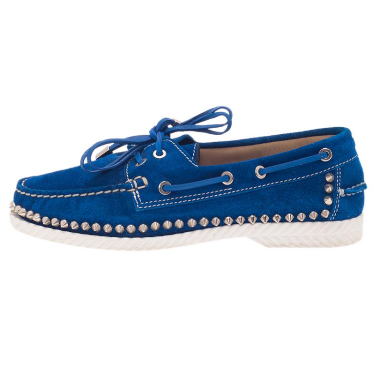 Christian Louboutin Blue Strass With Spike Boat Shoes Louboutin