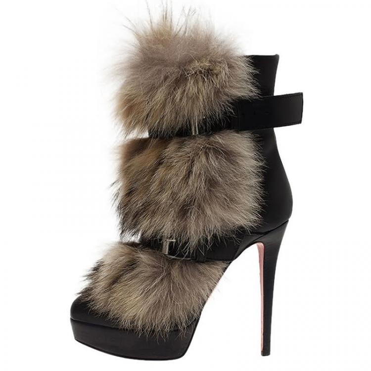 christian louboutin boots fur