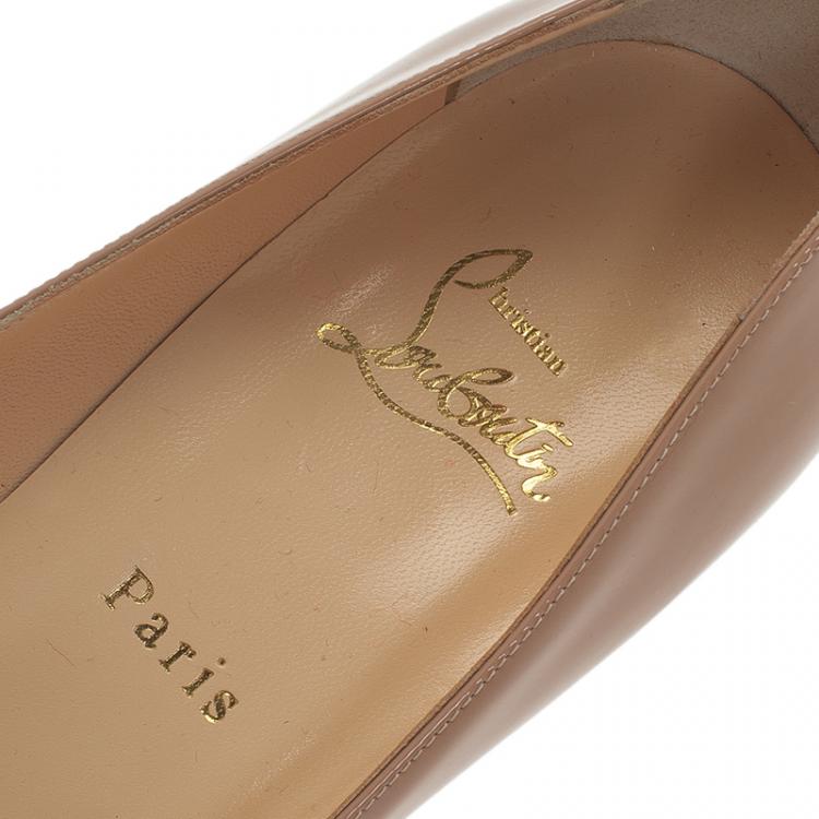 Pre Owned Christian Louboutin Beige Patent Simple Pumps Size 41
