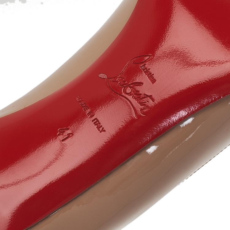 Pre Owned Christian Louboutin Beige Patent Simple Pumps Size 41