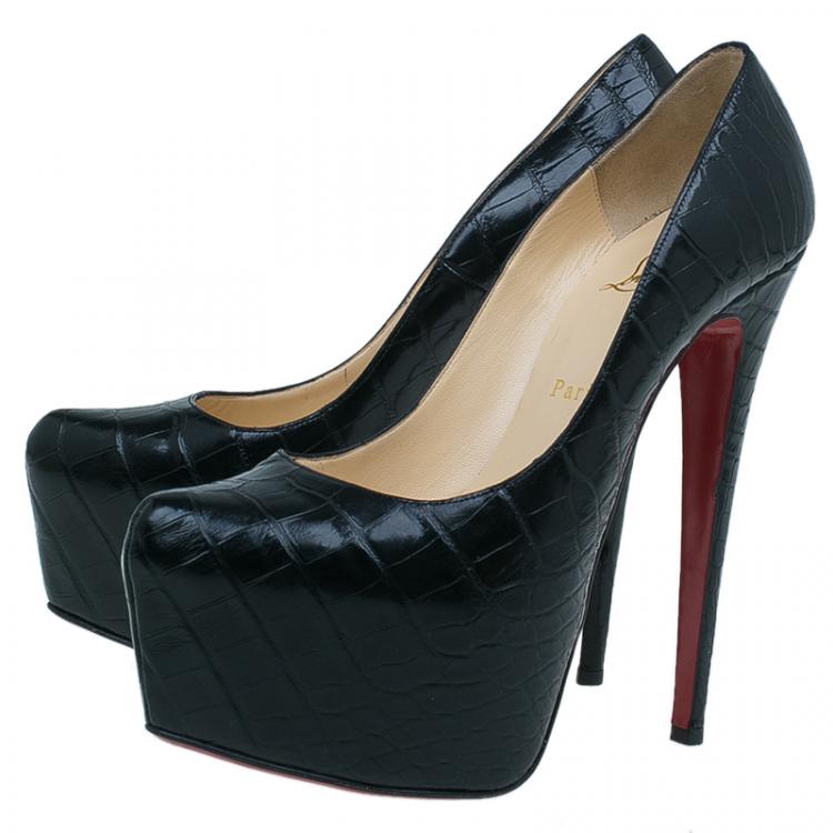Christian Louboutin Black Crocodile Daffodile Pumps Size 40 ... Christian Louboutin Black Crocodile Daffodile Pumps Size 40 ...