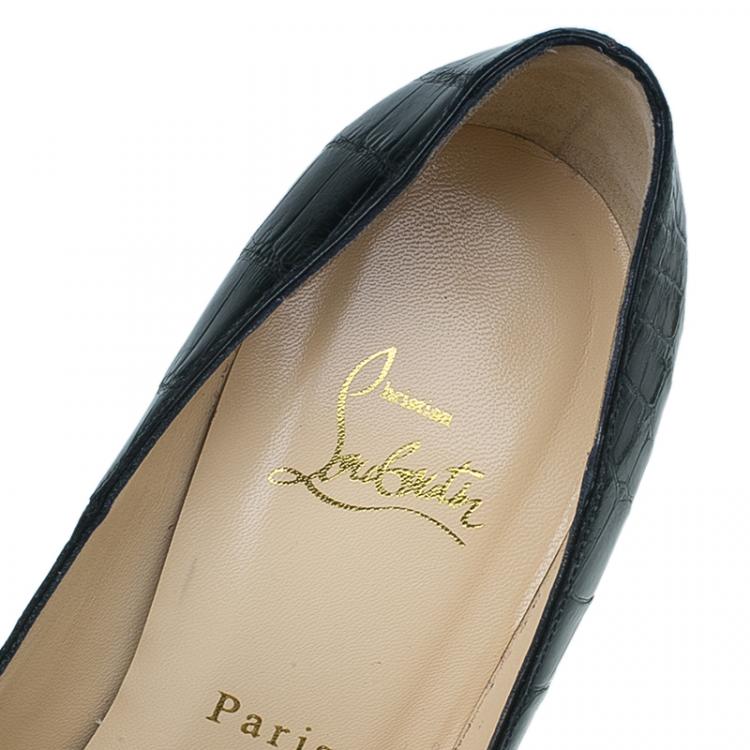 Pre Owned Christian Louboutin Black Crocodile Daffodile Pumps Size 40