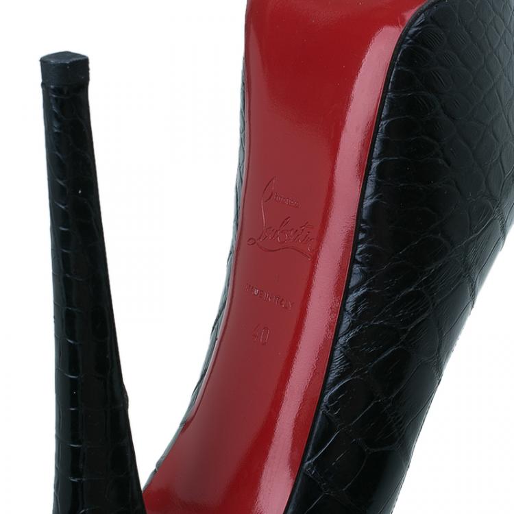Christian Louboutin Black Crocodile Daffodile Pumps Size 40 ... Christian Louboutin Black Crocodile Daffodile Pumps Size 40 ...