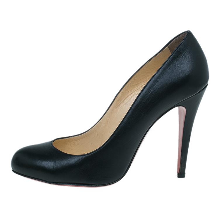 مملوكة مسبقًا Christian Louboutin Black Leather Ron Ron Pumps Size 38.5 