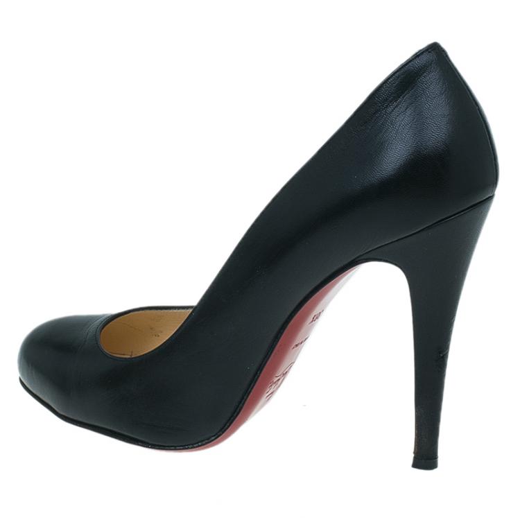مملوكة مسبقًا Christian Louboutin Black Leather Ron Ron Pumps Size 38.5 