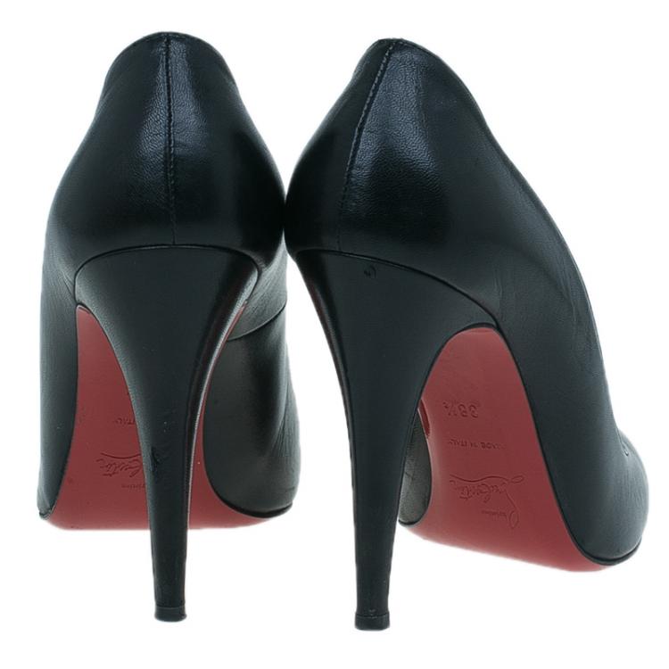 مملوكة مسبقًا Christian Louboutin Black Leather Ron Ron Pumps Size 38.5 