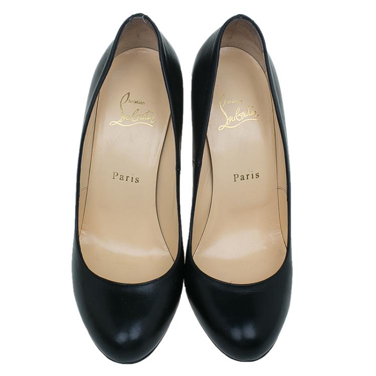 مملوكة مسبقًا Christian Louboutin Black Leather Ron Ron Pumps Size 38.5 