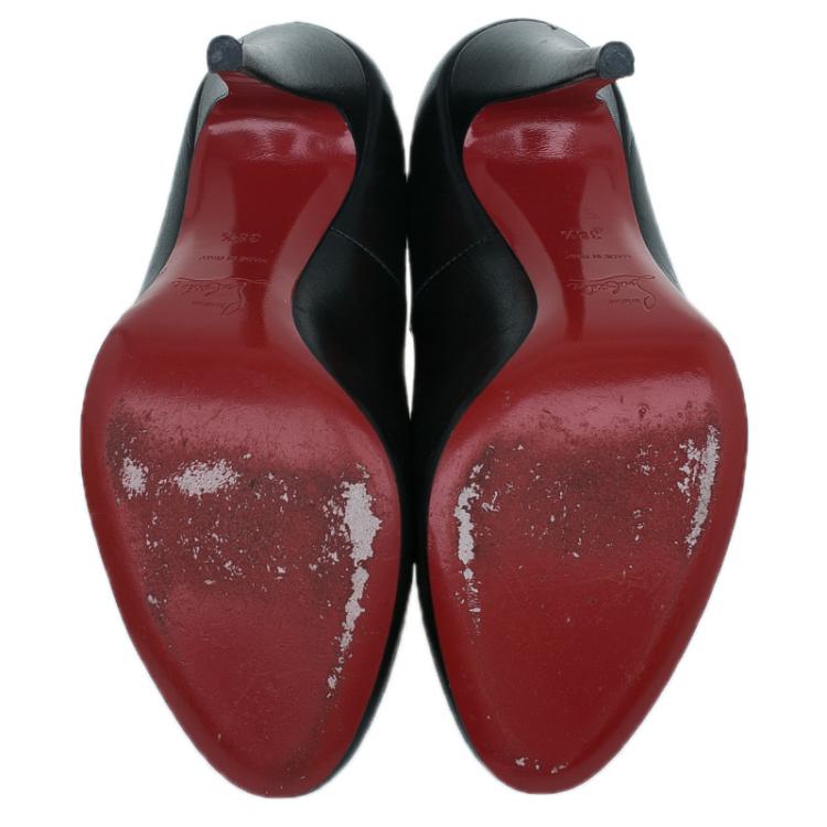 مملوكة مسبقًا Christian Louboutin Black Leather Ron Ron Pumps Size 38.5 