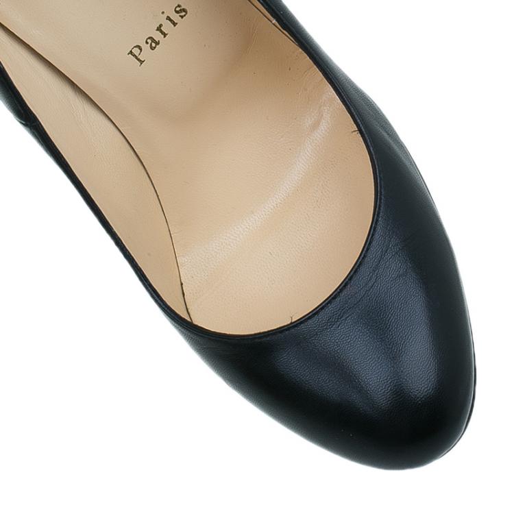 مملوكة مسبقًا Christian Louboutin Black Leather Ron Ron Pumps Size 38.5 