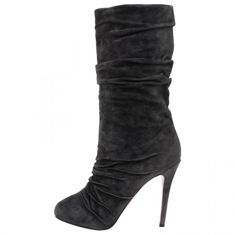 Grey suede mid calf hot sale boots