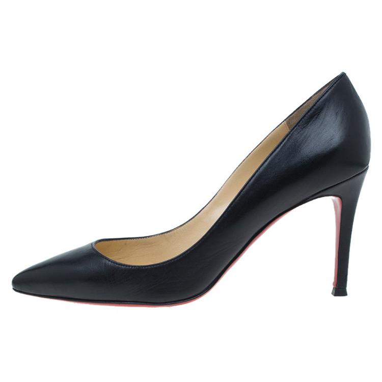Pre Owned Christian Louboutin Black Leather Decoltissimo Pointed Toe Pumps Size 38.5