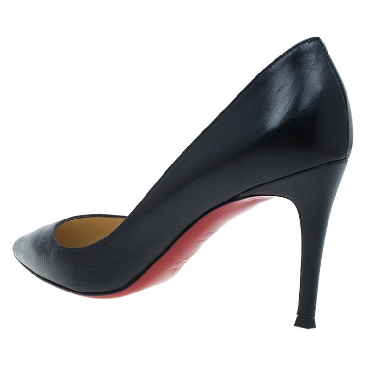 Pre Owned Christian Louboutin Black Leather Decoltissimo Pointed Toe Pumps Size 38.5