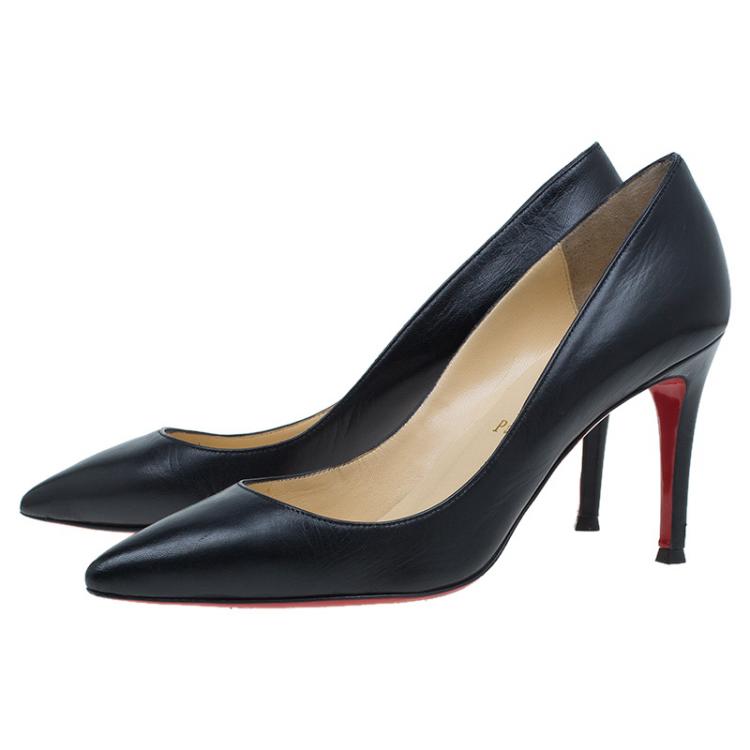 Pre Owned Christian Louboutin Black Leather Decoltissimo Pointed Toe Pumps Size 38.5
