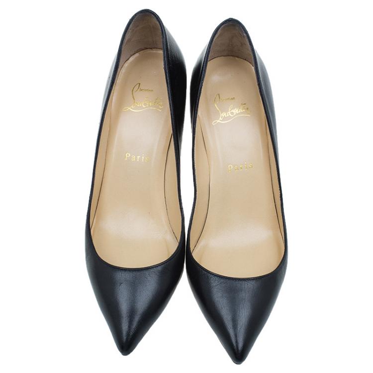 Pre Owned Christian Louboutin Black Leather Decoltissimo Pointed Toe Pumps Size 38.5