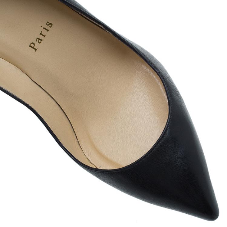 Pre Owned Christian Louboutin Black Leather Decoltissimo Pointed Toe Pumps Size 38.5