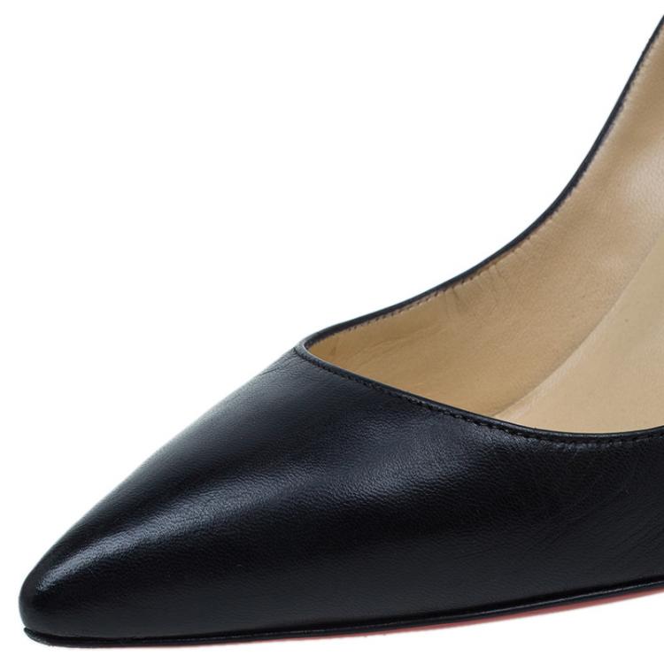 Pre Owned Christian Louboutin Black Leather Decoltissimo Pointed Toe Pumps Size 38.5