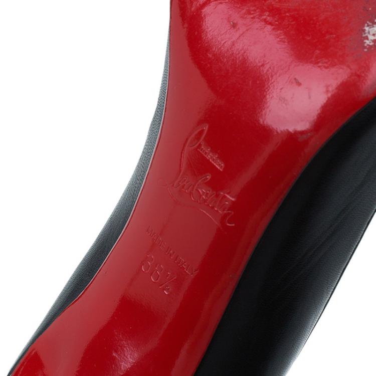 Pre Owned Christian Louboutin Black Leather Decoltissimo Pointed Toe Pumps Size 38.5