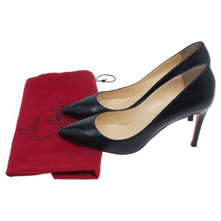 Pre Owned Christian Louboutin Black Leather Decoltissimo Pointed Toe Pumps Size 38.5