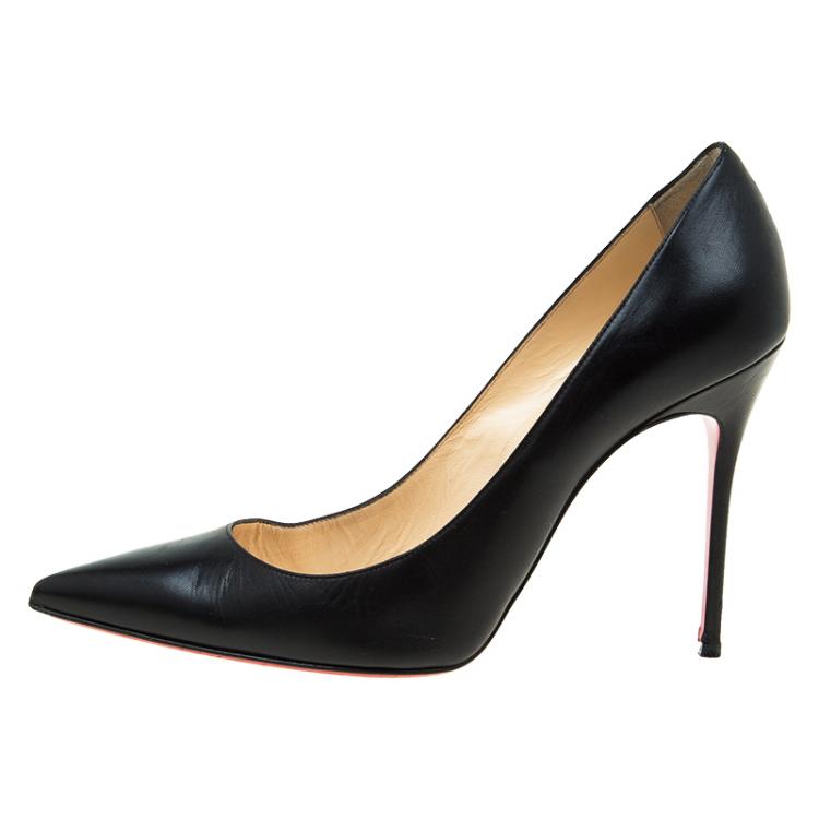 Christian louboutin decollete patent discount leather heel pumps black