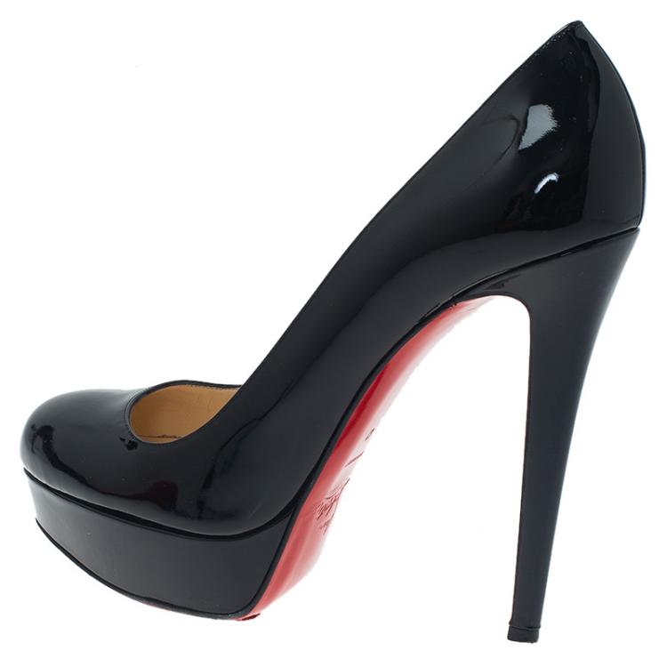 مملوكة مسبقًا Christian Louboutin Black Patent Bianca Platform Pumps Size 41 