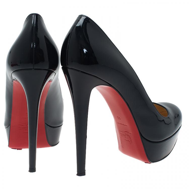 مملوكة مسبقًا Christian Louboutin Black Patent Bianca Platform Pumps Size 41 