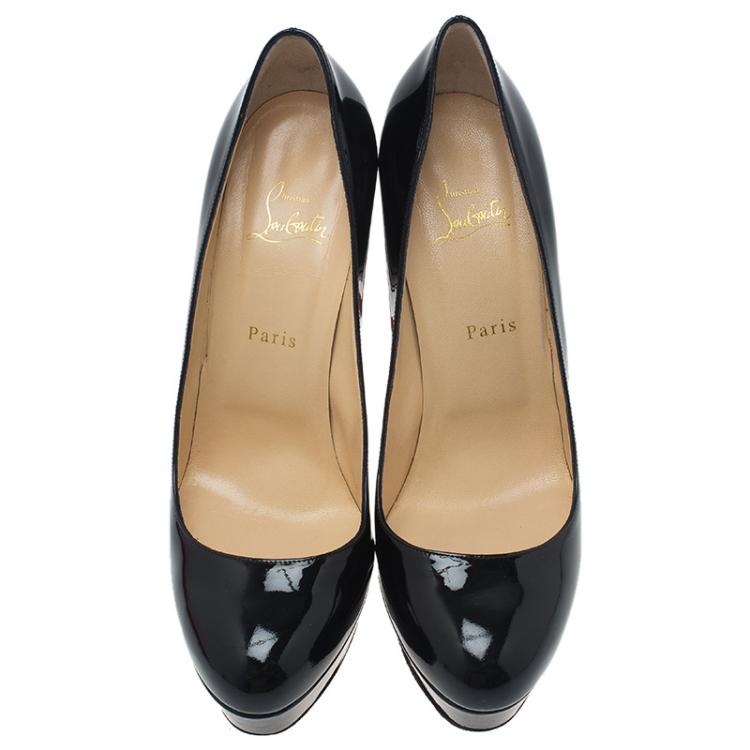 مملوكة مسبقًا Christian Louboutin Black Patent Bianca Platform Pumps Size 41 