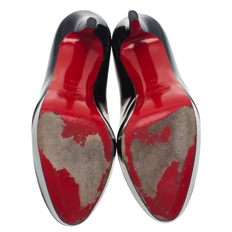 مملوكة مسبقًا Christian Louboutin Black Patent Bianca Platform Pumps Size 41 