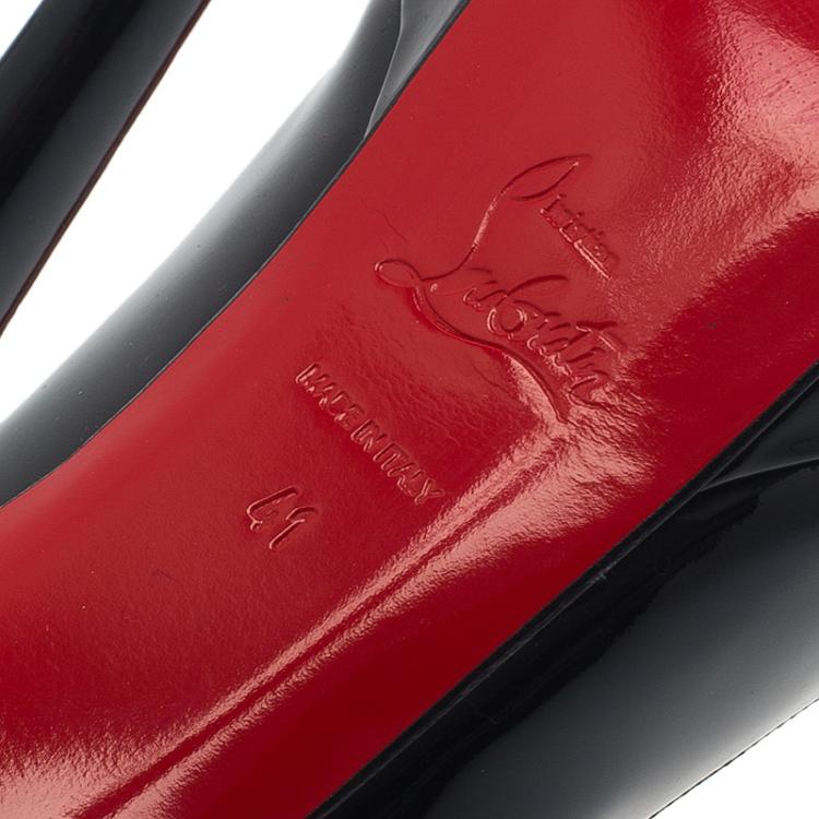 مملوكة مسبقًا Christian Louboutin Black Patent Bianca Platform Pumps Size 41 