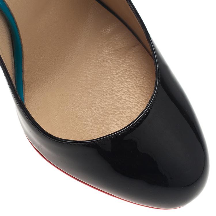 Pre Owned Christian Louboutin Tricolor Patent Bianca Platform Slingback Sandals Size 39