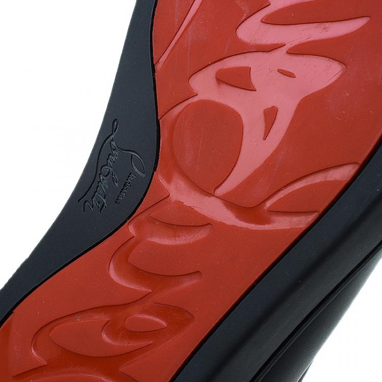 Pre Owned Christian Louboutin Black Leather Rush Spike Sneakers Size 36