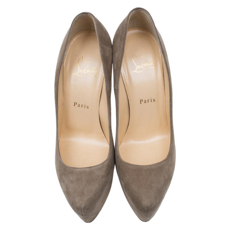 Pre Owned Christian Louboutin Light Brown Suede Daffodile Platform Pumps Size 38