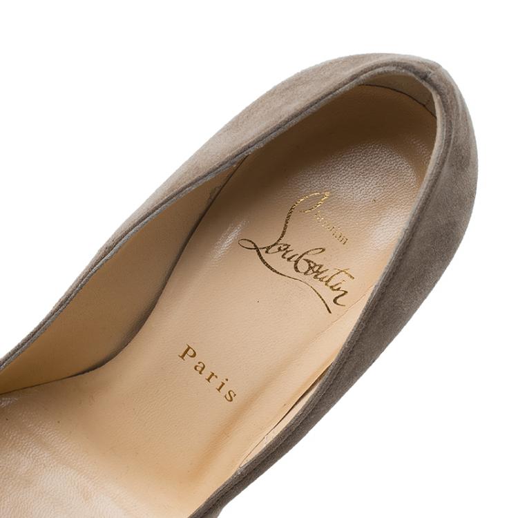 Pre Owned Christian Louboutin Light Brown Suede Daffodile Platform Pumps Size 38