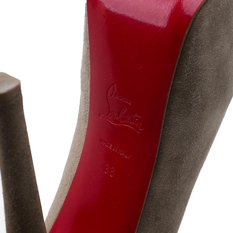 Pre Owned Christian Louboutin Light Brown Suede Daffodile Platform Pumps Size 38