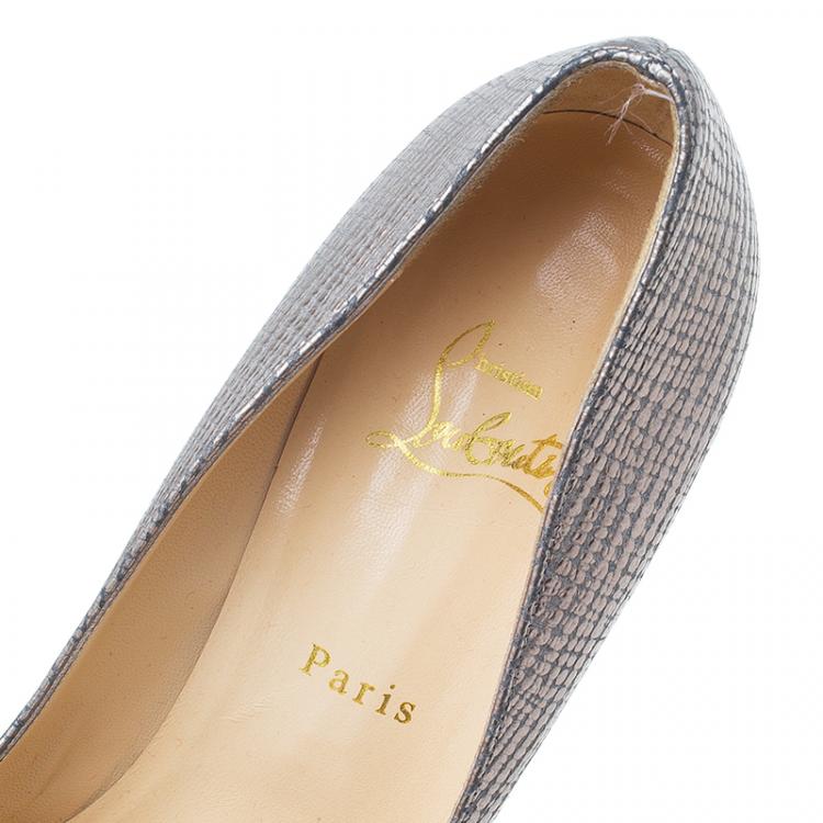 Pre Owned Christian Louboutin Grey Suede and Leather Maggie Platform Pumps Size 39