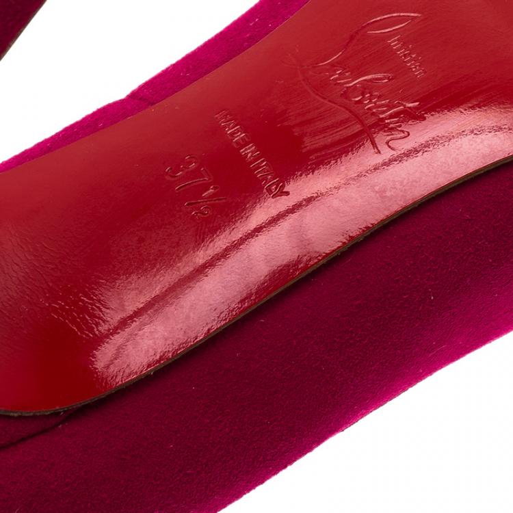 Pre Owned Christian Louboutin Pink Suede Door Knock Studded Pumps Size 37.5