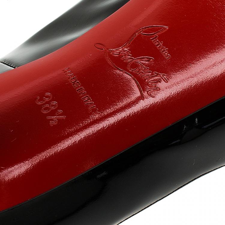 Pre Owned Christian Louboutin Black Patent Very Prive Peep Toe Pumps Size 38.5