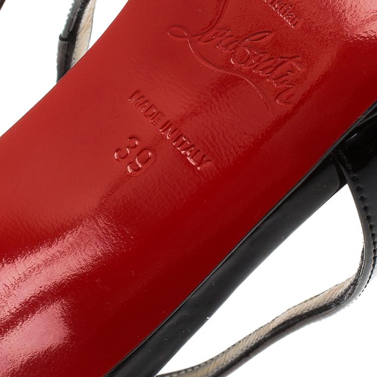 Pre Owned Christian Louboutin Black Patent Crosspiga Almond Toe Platform Pumps Size 39