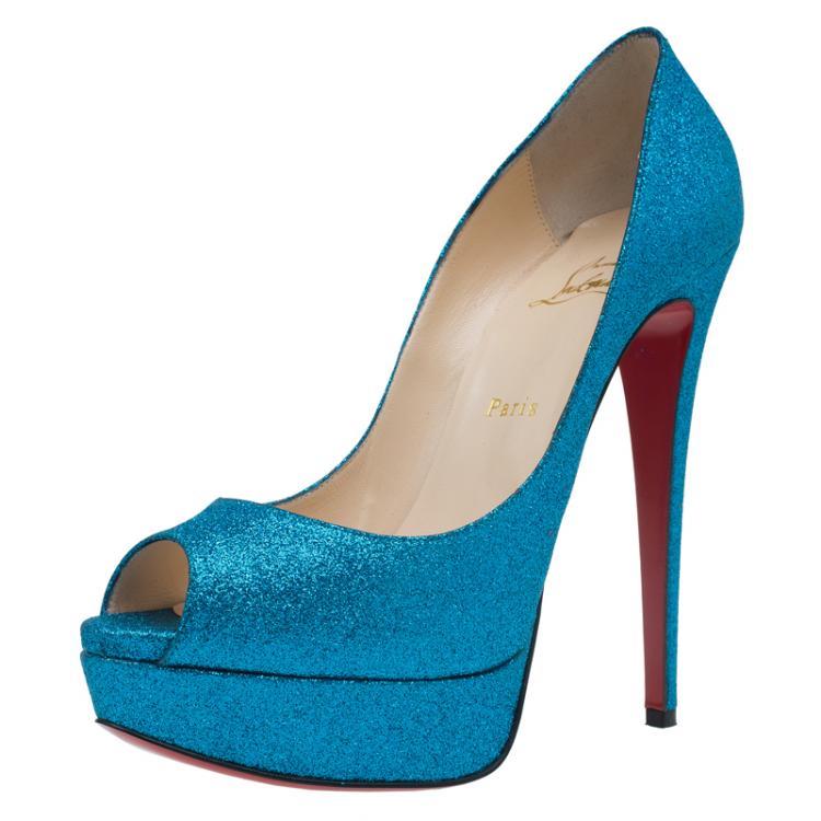 christian louboutin glitter peep toe