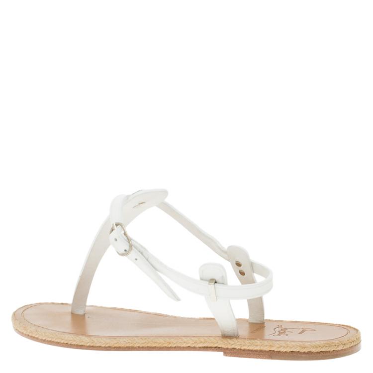 Pre Owned Christian Louboutin White Leather Flanana Thong Sandals Size 38