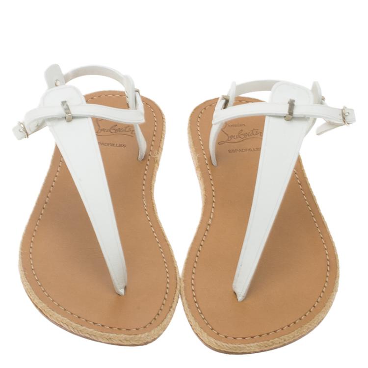 Pre Owned Christian Louboutin White Leather Flanana Thong Sandals Size 38