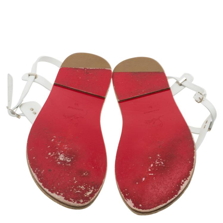 Pre Owned Christian Louboutin White Leather Flanana Thong Sandals Size 38