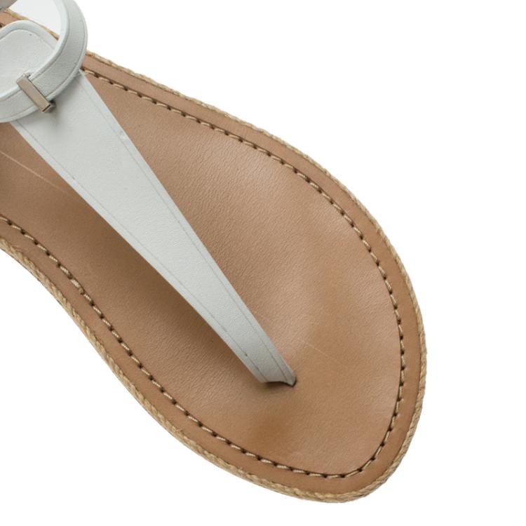 Pre Owned Christian Louboutin White Leather Flanana Thong Sandals Size 38