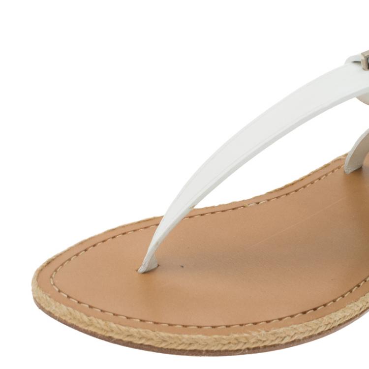 Pre Owned Christian Louboutin White Leather Flanana Thong Sandals Size 38