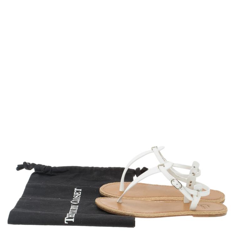 Pre Owned Christian Louboutin White Leather Flanana Thong Sandals Size 38