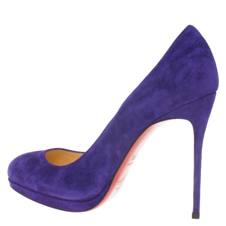 Pre Owned Christian Louboutin Purple Suede Neofilo Pumps Size 37.5