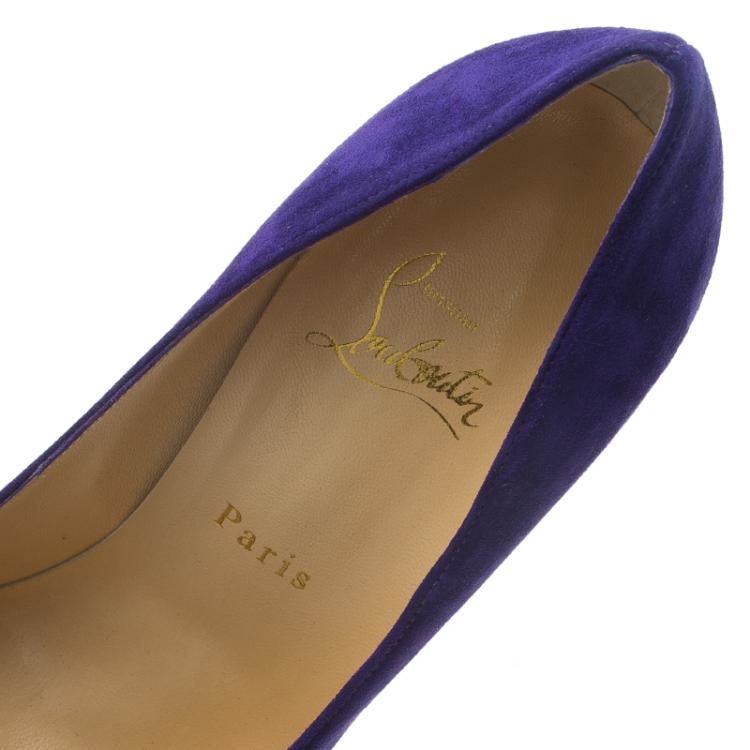 Pre Owned Christian Louboutin Purple Suede Neofilo Pumps Size 37.5